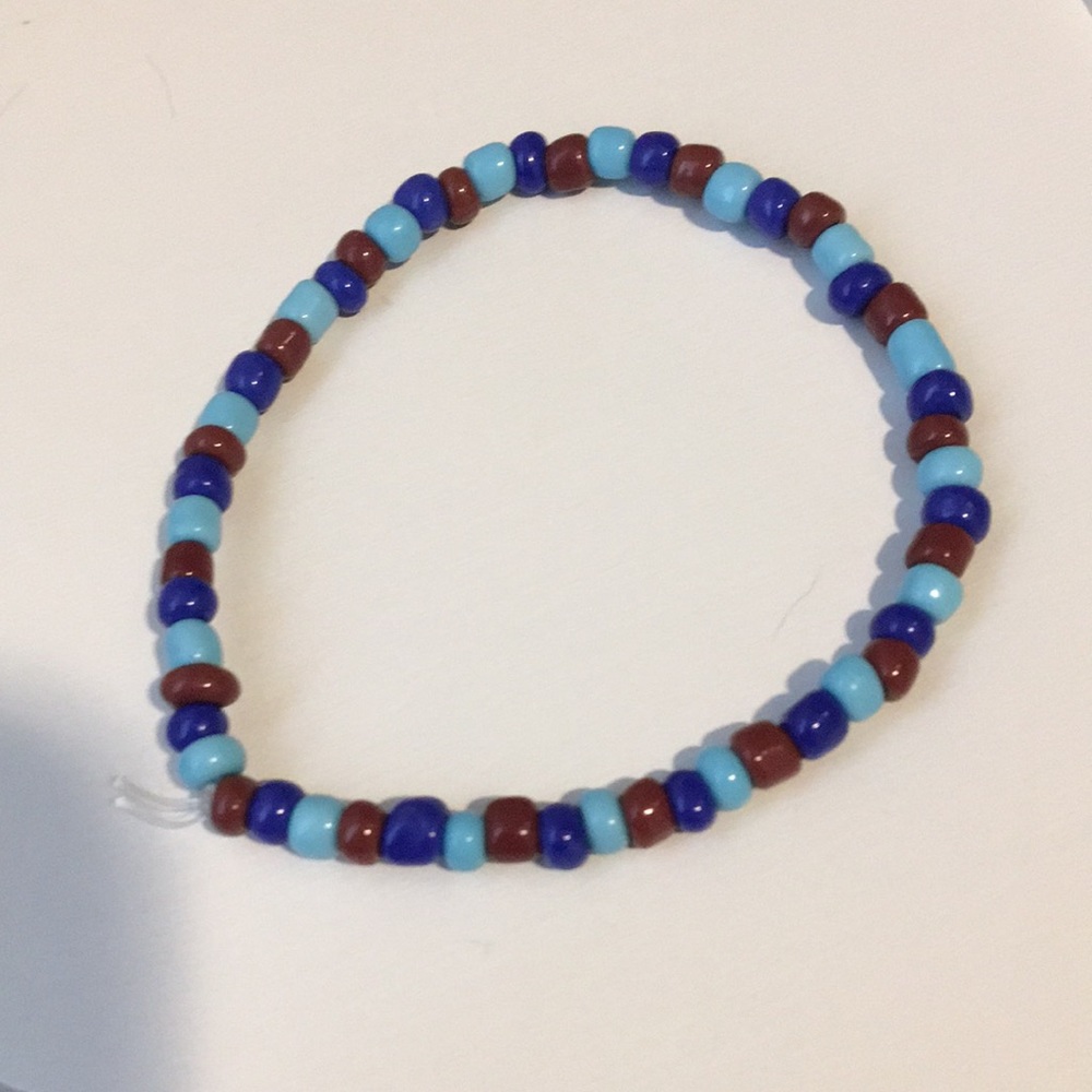 Brown and blue beaded bracelet